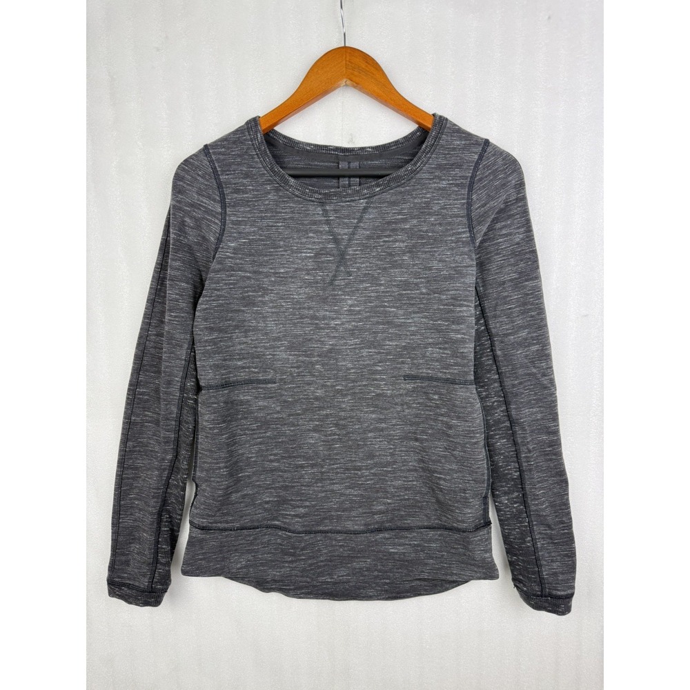 Lululemon Exhalation Pullover II Sweatshirt Heathered Black Gray Size 4